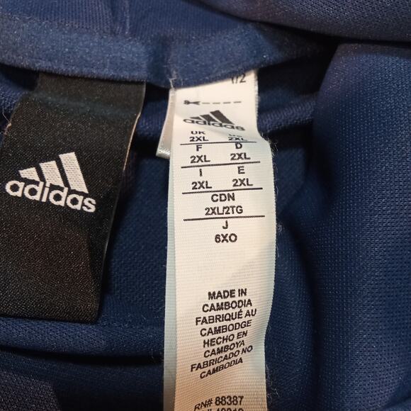 Adidas Men’s 2XL Colorblock Hoodie Navy Gray White Pullover Sweatshirt - Picture 5 of 5